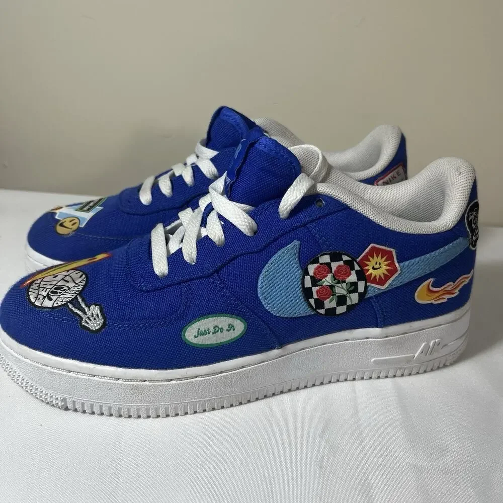Rare Nike Air Force 1 Patched Up LA Blue Sneakers‎ Size 5Y Anniversary Edition